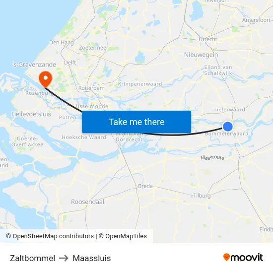 Zaltbommel to Maassluis map