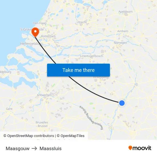 Maasgouw to Maassluis map