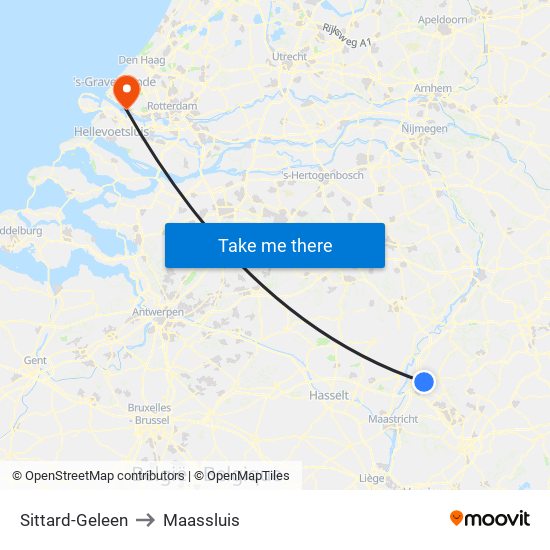 Sittard-Geleen to Maassluis map