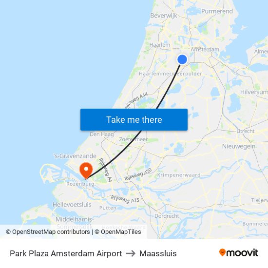 Park Plaza Amsterdam Airport to Maassluis map