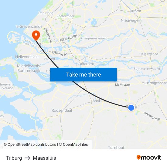 Tilburg to Maassluis map