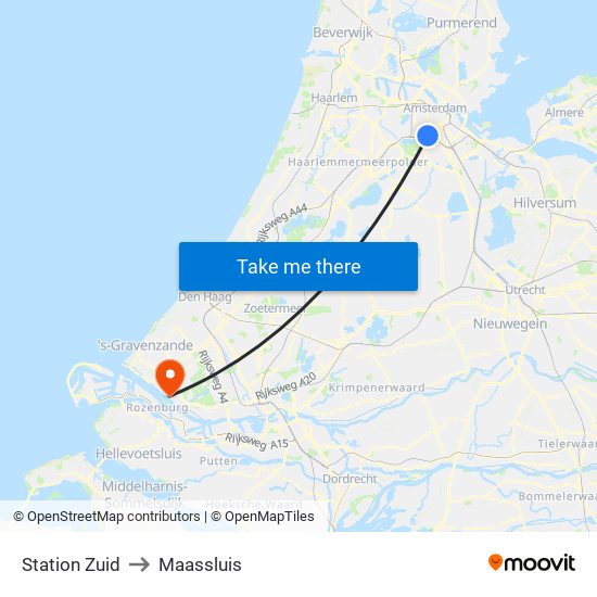 Station Zuid to Maassluis map