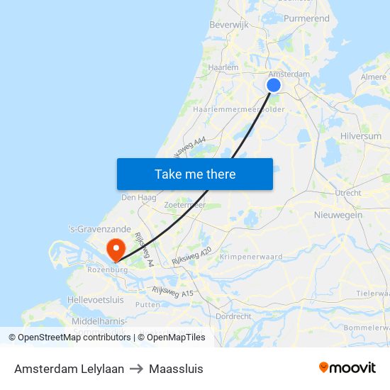 Amsterdam Lelylaan to Maassluis map