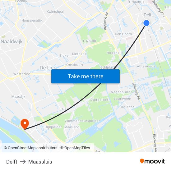 Delft to Maassluis map