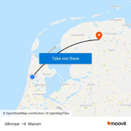 Alkmaar to Marum map