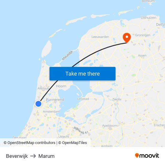 Beverwijk to Marum map