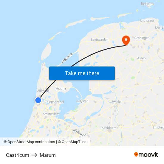 Castricum to Marum map