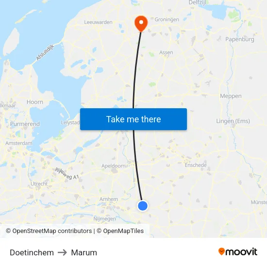 Doetinchem to Marum map