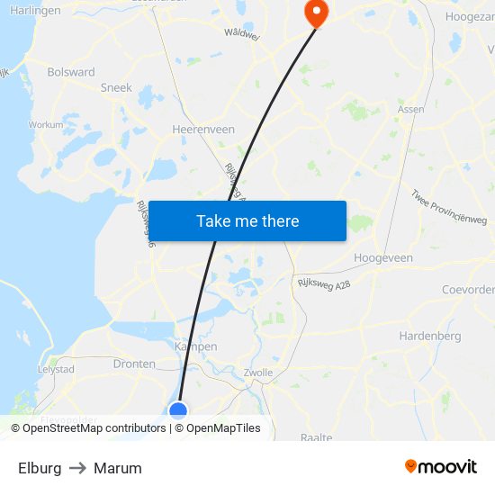 Elburg to Marum map