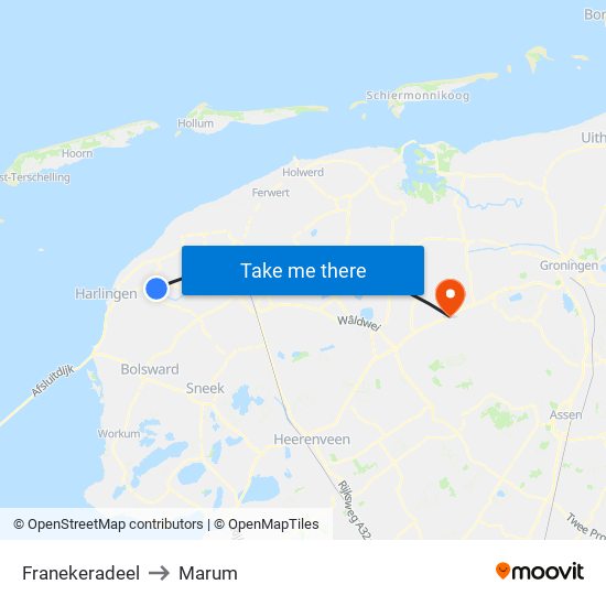 Franekeradeel to Marum map