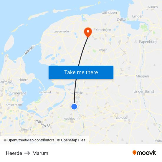 Heerde to Marum map