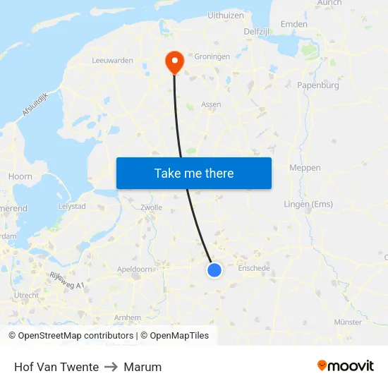 Hof Van Twente to Marum map