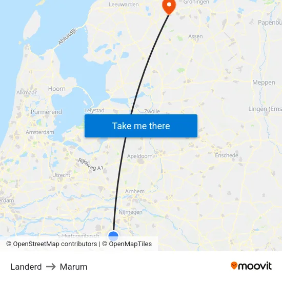 Landerd to Marum map