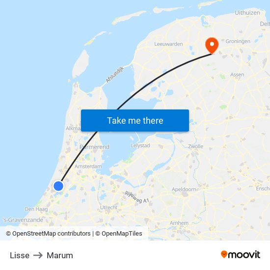 Lisse to Marum map