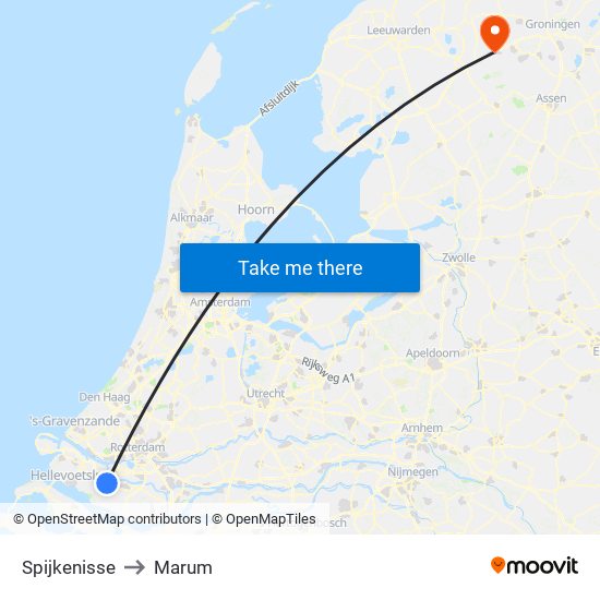 Spijkenisse to Marum map