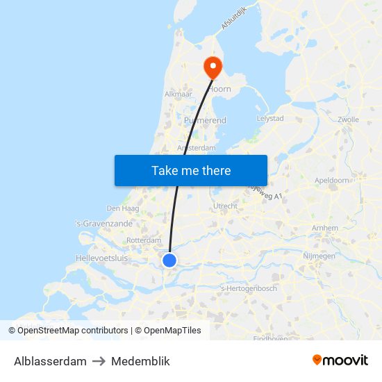 Alblasserdam to Medemblik map