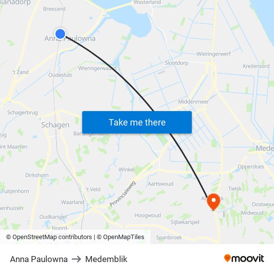 Anna Paulowna to Medemblik map