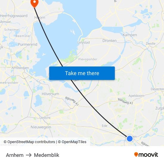 Arnhem to Medemblik map