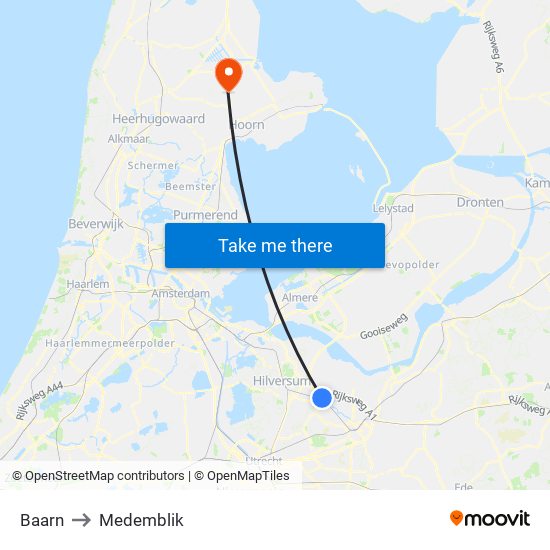 Baarn to Medemblik map