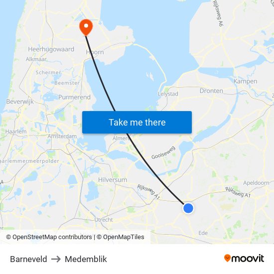 Barneveld to Medemblik map