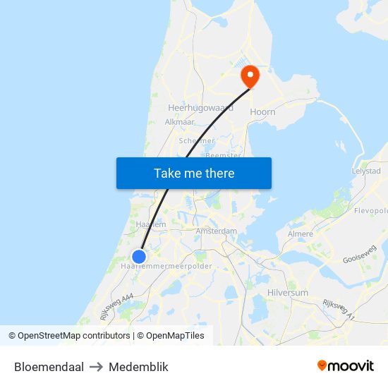 Bloemendaal to Medemblik map