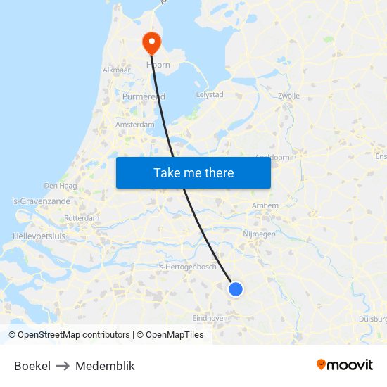 Boekel to Medemblik map