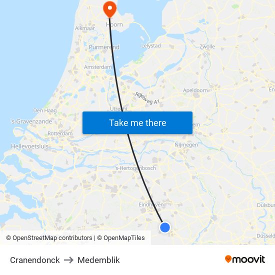 Cranendonck to Medemblik map