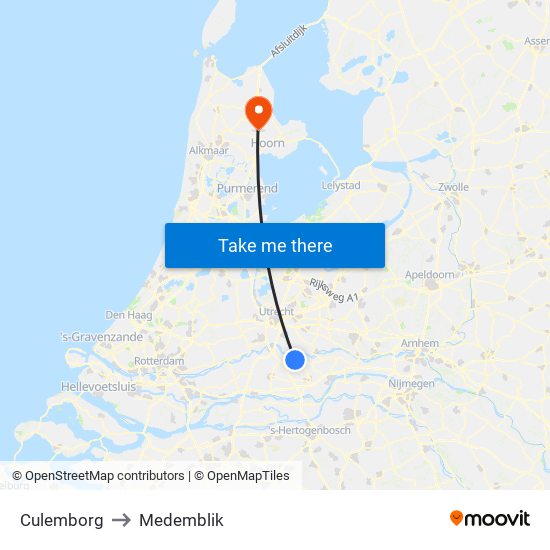 Culemborg to Medemblik map