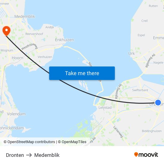 Dronten to Medemblik map