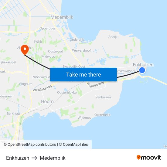 Enkhuizen to Medemblik map