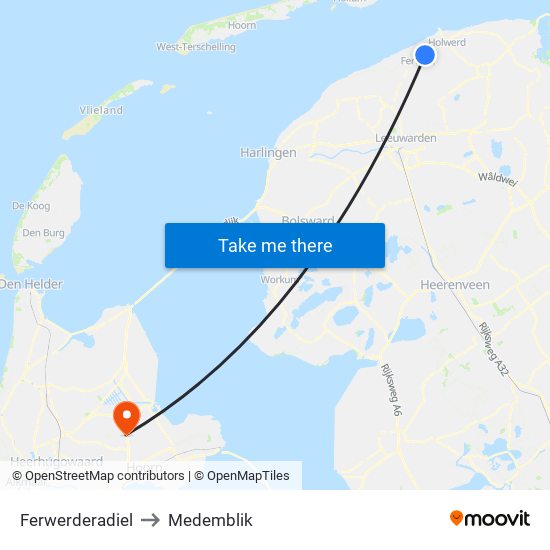 Ferwerderadiel to Medemblik map