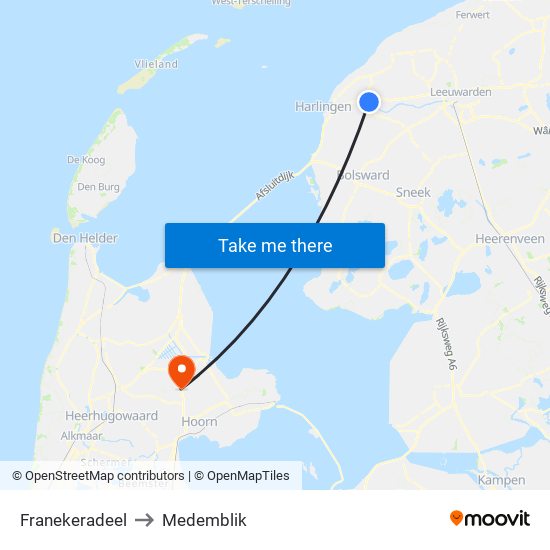 Franekeradeel to Medemblik map