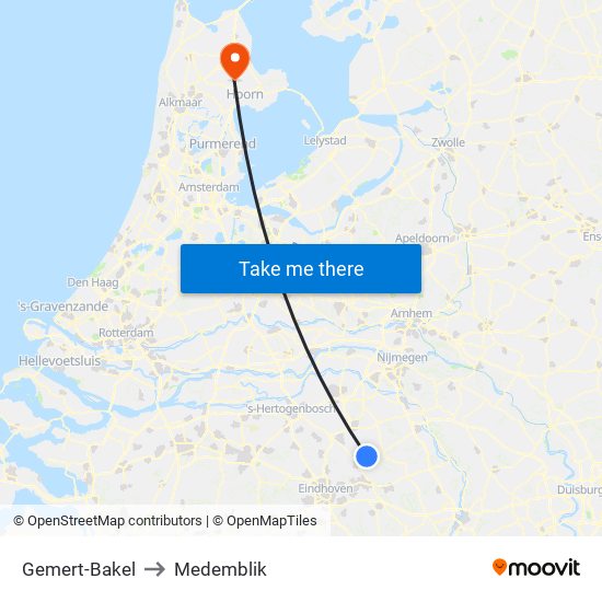 Gemert-Bakel to Medemblik map