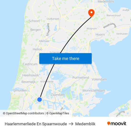 Haarlemmerliede En Spaarnwoude to Medemblik map