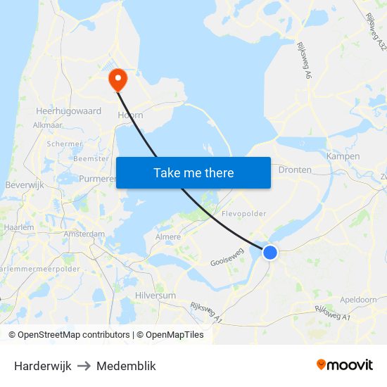 Harderwijk to Medemblik map