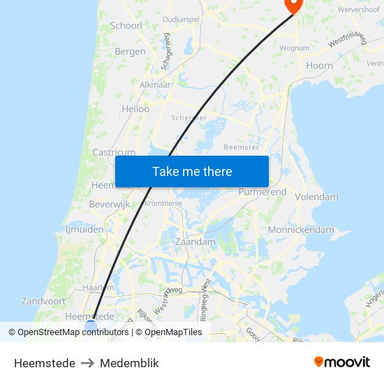 Heemstede to Medemblik map