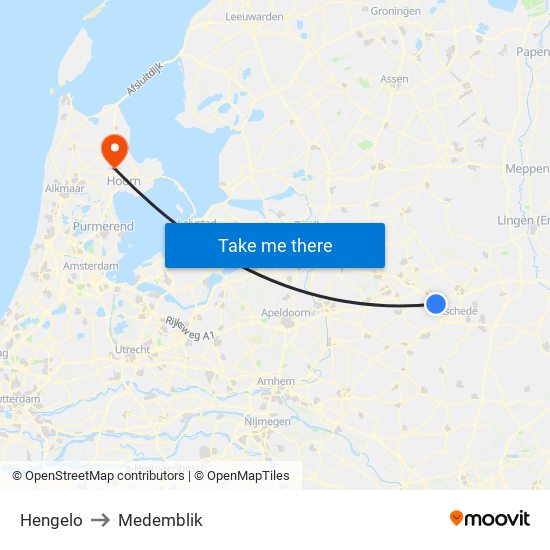 Hengelo to Medemblik map