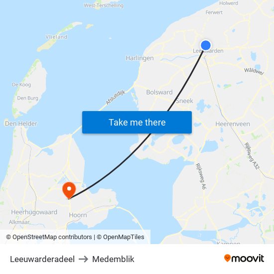 Leeuwarderadeel to Medemblik map