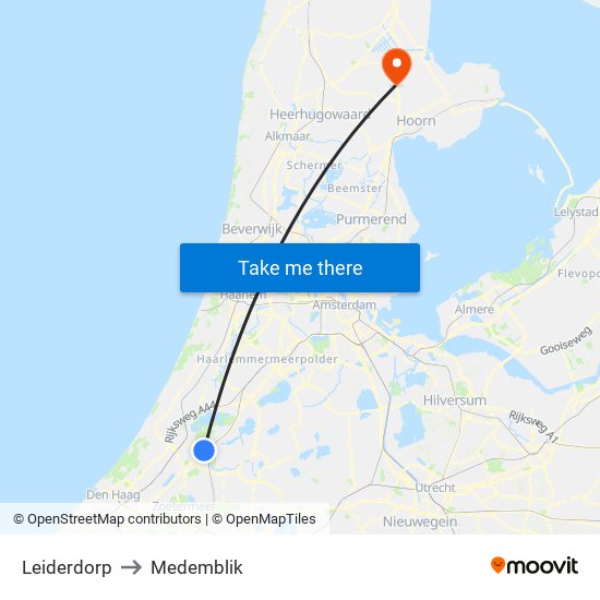 Leiderdorp to Medemblik map