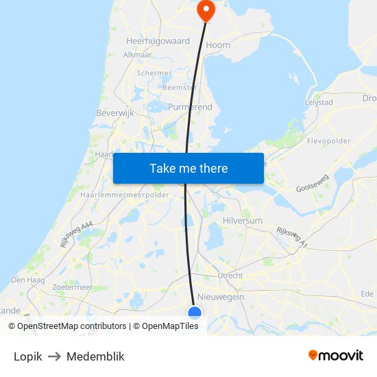 Lopik to Medemblik map