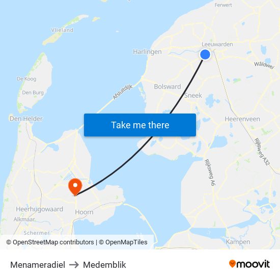 Menameradiel to Medemblik map