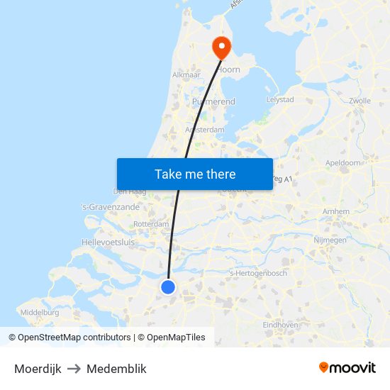 Moerdijk to Medemblik map