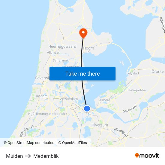 Muiden to Medemblik map