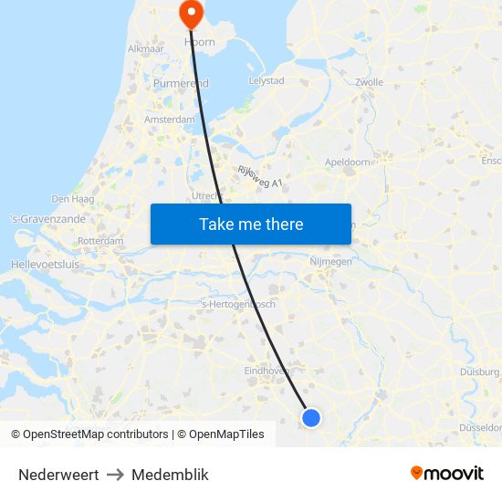 Nederweert to Medemblik map