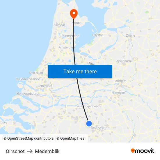 Oirschot to Medemblik map