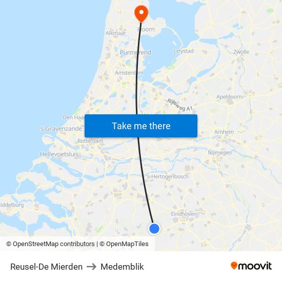 Reusel-De Mierden to Medemblik map