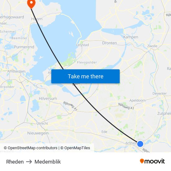 Rheden to Medemblik map