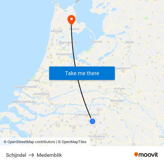 Schijndel to Medemblik map