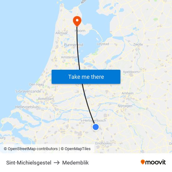 Sint-Michielsgestel to Medemblik map