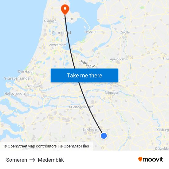 Someren to Medemblik map